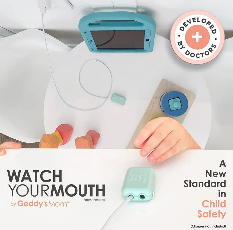 [Australia] - Watch Your Mouth Baby Proof Cord Cover | Award-Winning USB Charger Cover for Baby Proofing Cords | BPA & Phthalate-Free Charger Cover Protector | Electrical Safety Baby Products, (6-Pack, White) 