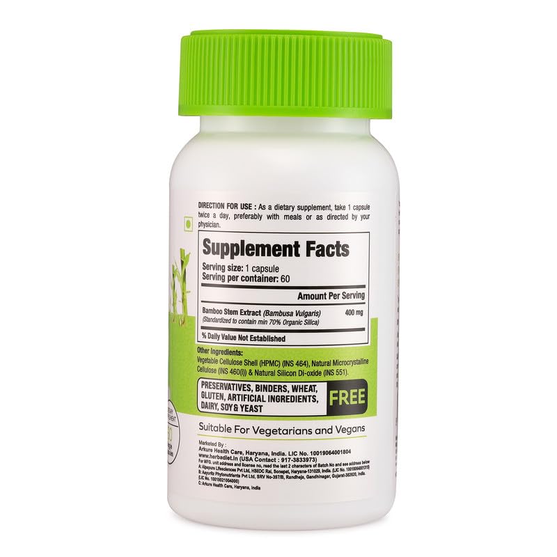 [Australia] - Bamboo Extract Capsules | Supports Healthy Skin, Hair & Nails | Natural Hair Supplement with 70% Silica (120 Capsules) 