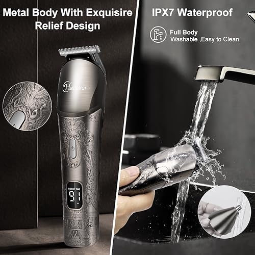 [Australia] - Hatteker professional hair clipper hair trimmer men's beard trimmer hair trimmer razor men's electric precision trimmer body hair trimmer nose hair trimmer waterproof 6 in 1 