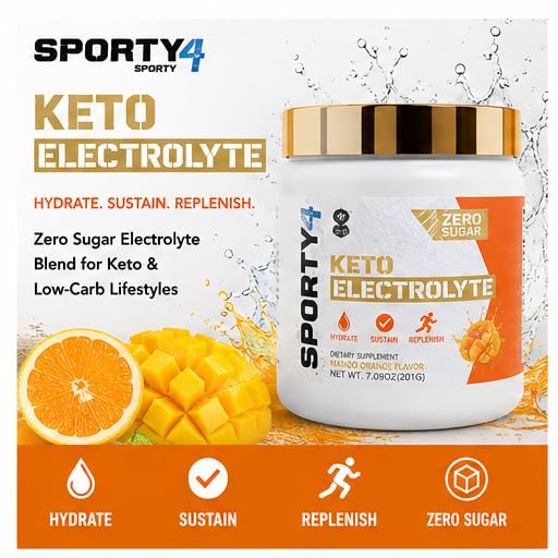 Keto-Pro Electrolytes Powder 30 Days Supply | 30 Servings Supporting Your Keto Fasting, Health & Fitness Goals | Orange Mango Flavour
