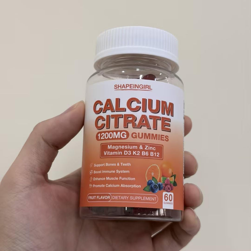 1200mg Calcium Citrate with Vitamin D3, K2, B6 & B12, Calcium Supplements for Women & Men, Plus Magnesium Zinc for Bones, Muscle & Immune Support, High Absorption Fruit Flavor 120 Calcium Gummies 60 Count (Pack of 2)