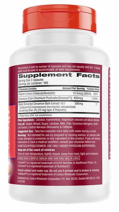 [Australia] - Tru Nature Cinsulin Advanced Strength Cinnamon Extract 500mg, 200 Vegetarian Capsules 