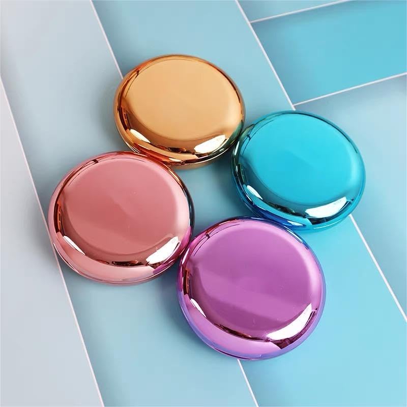 Electroplated Denture Case with Mirror, Portable Retainer Case Compatible with Transparent Braces, Mouth Guard, Orthodontic Retainers, Braces Box Organize and Protect Oral Supplies (Blue) Blue