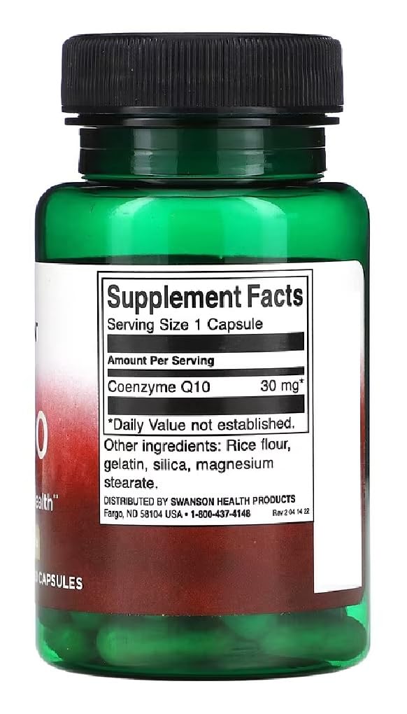 Swansons Swanson - CoQ10 30mg | Cellular Energy & Heart Health Support | Natural Ubiquinone Form - 60 Capsules