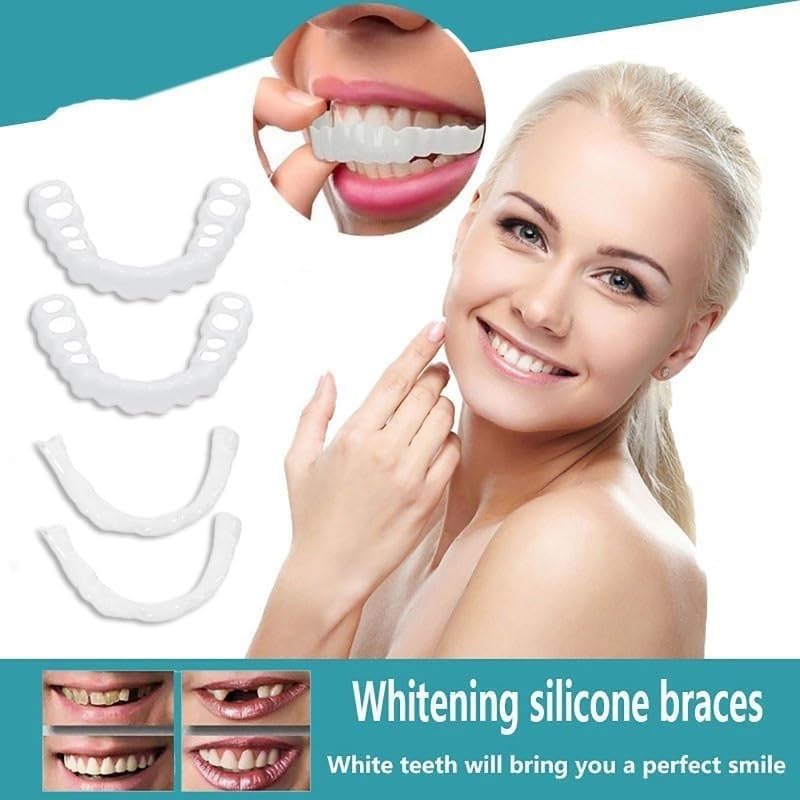 2 Pairs,Temporary Smile Solution, Adjustable & Comfortable.(White) (2)