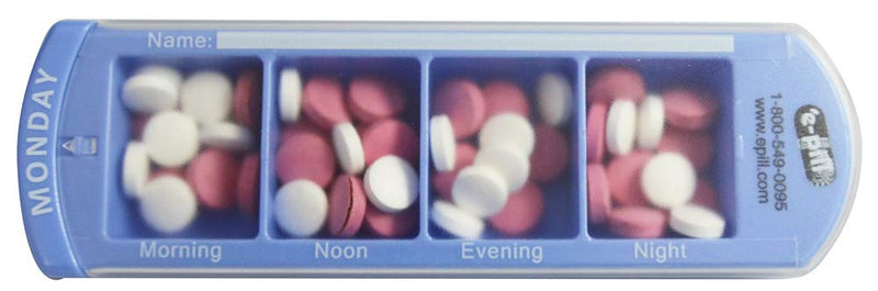 e-Pill 4 Times a Day x 7 Day Large Weekly Pill Organizer, Vitamin and Medicine Pillbox - with Discreet Case