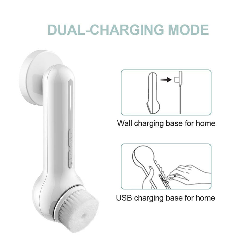 Face Scrubber Exfoliator, TOUCHBeauty Upgraded Rechargeable Electric Facial Cleansing Brushes with 3 Brush Heads,360° Spin Rotation for Exfoliating, Massaging and Deep Cleansing, Waterproof