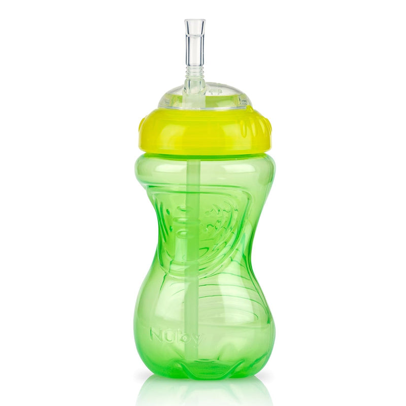 [Australia] - Nuby No-Spill Sippy Cup with Flex Straw - (3-Pack) 10-Ounce Bottles - Sippy Cups for Toddlers 12+ Months - Neutral Color Training Cups for Toddlers Soft Straw 10.1 Ounces Blue, Green & Yellow 