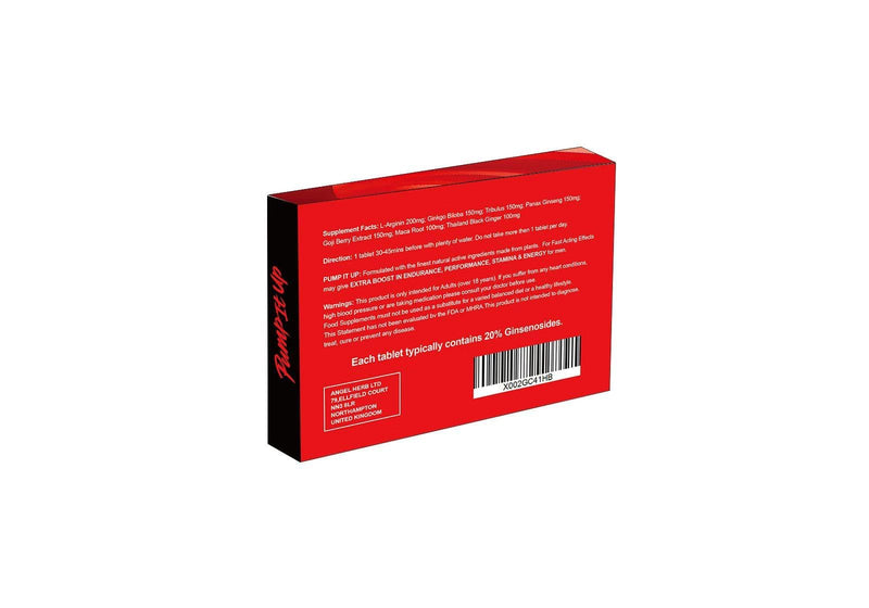 PUMP IT UP RED 1000mg | Stronger | Longer | Harder | Performance | Extra Strength Enhancing Pills, Stamina Endurance Booster Supplement Pills for Men | 10 Ginseng & Maca Tablets