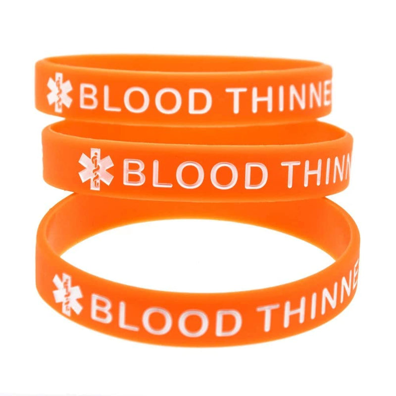 [Australia] - 5 Pack BLOOD THINNER Silicone Medical Alert Emergency Bracelet Wristbands 
