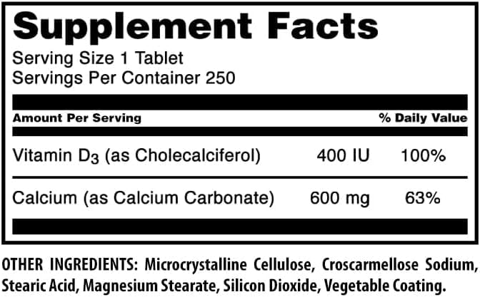 Amazing Formulas Calcium with Vitamin D3 Supplement | Tablets | Non-GMO | Gluten-Free | Made in USA (2 Pack | 250 Count) Unflavored | 250 Count | 2 Pack