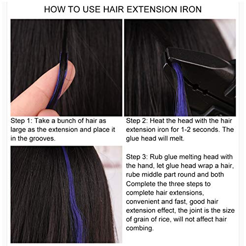 Hair Extension Bonding Iron, Professional Flat Shape Melting Tool for Salon Hair Extensions and Wigs (Black)