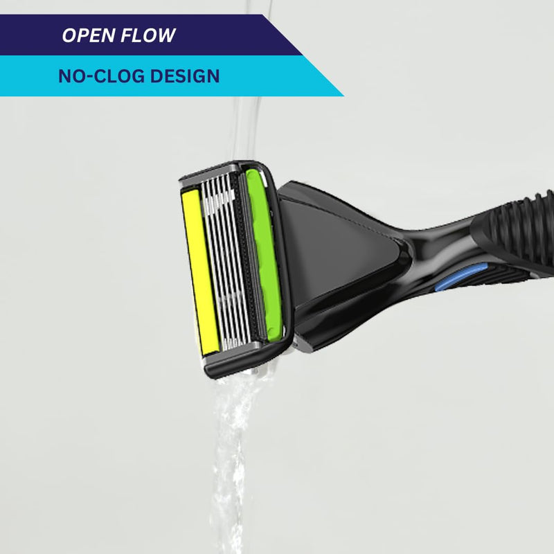 SWIPE Premium Men's 6-Blade Razor Kit (Flex Head Handle + 12 Refills) (No Trimmer) 13 Piece Set 12-Pack (with Handle)