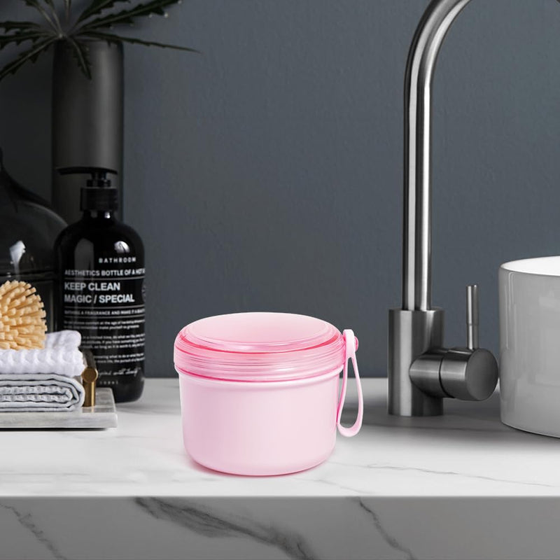 [Australia] - Denture Bath Case Cup Box Holder Storage Soak Container with Strainer Basket for Home or Travel Denture Cleaning (pink) pink 