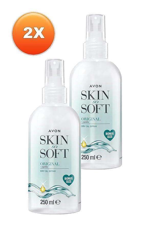 AVON SKIN SO SOFT Original Jojoba Dry Oil Spray 8.45 Fl oz – |Moisturizing Body Oil with Vitamin E | After Shower Body Oil, 250ML (2- PACK) 8.45 Fl Oz (Pack of 2)
