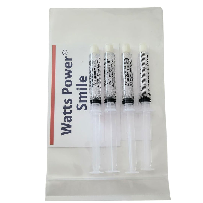 [Australia] - Watts Power 35% Dual Action Teeth Whitening Gels Huge 10ml - 4 Huge 10ml Gels Plus Aftercare Gel - Optimized OTC Dual Action for Surface and Deep Stains for Quick Results - Made in The USA - Kosher 