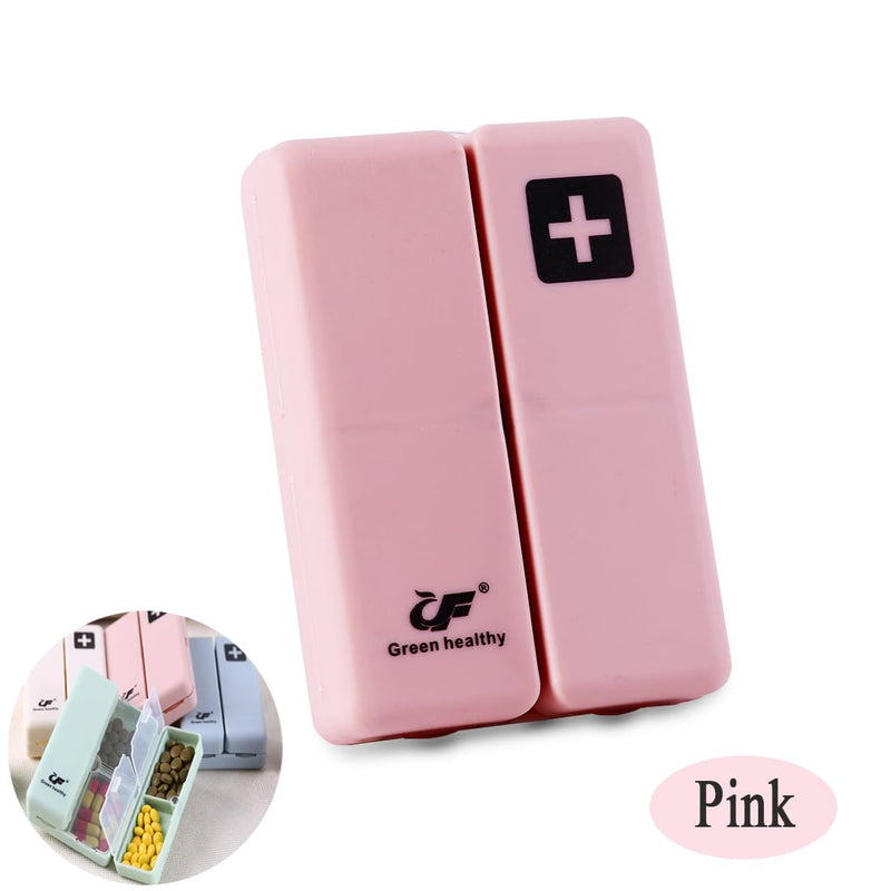 Daily Magnetic Pill Box Organizer 7 Tray Travel Size Medicine Case | Cute Small Pocket Pill Dispenser Container Capsule Reminder Tracker for Medication, Fish Oil, Supplement, Tablets, Pink