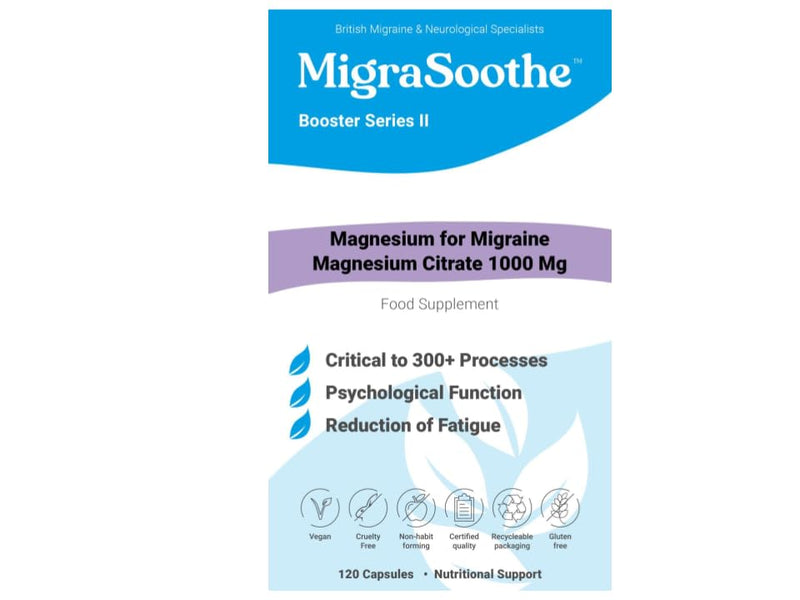 Magnesium MigraSoothe Boooster II - Supera absorbable Magnesium to Support Migraine Relief in conjuntion with MigraSoothe Riboflavin Products (120) 120