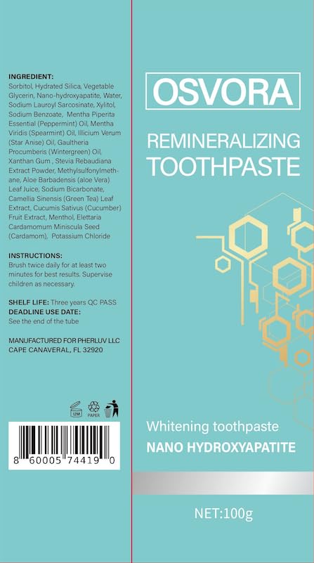 Fluoride Free Toothpaste, Nano Hydroxyapatite Toothpaste, Remineralizing Natural Teeth Whitening Tooth Repair, Appropriate for Sensitive Teeth
