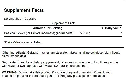 [Australia] - Swanson Full-Spectrum Passion Flower Stress Support 500 Milligrams 60 Capsules 