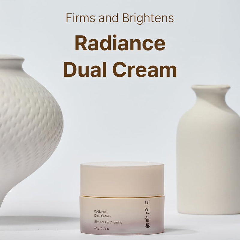 Elishacoy | MIIN SILOK Radiance Dual Cream, 2 in 1 Brightening & Firming Cream with Rice Lees & Vitamins, Custom Blend Texture, Improves Skin Tone, Elasticity & Dark Spots, 60g (2.11 oz)