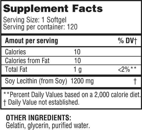 [Australia] - Lecithin 1200mg, High Potency, 120 Softgels, Natural Combination of Essential Fatty Acids to Support Brain & Nerve Function- Lecithin Food Grade, 1200mg per Serving, Dietary Supplement 
