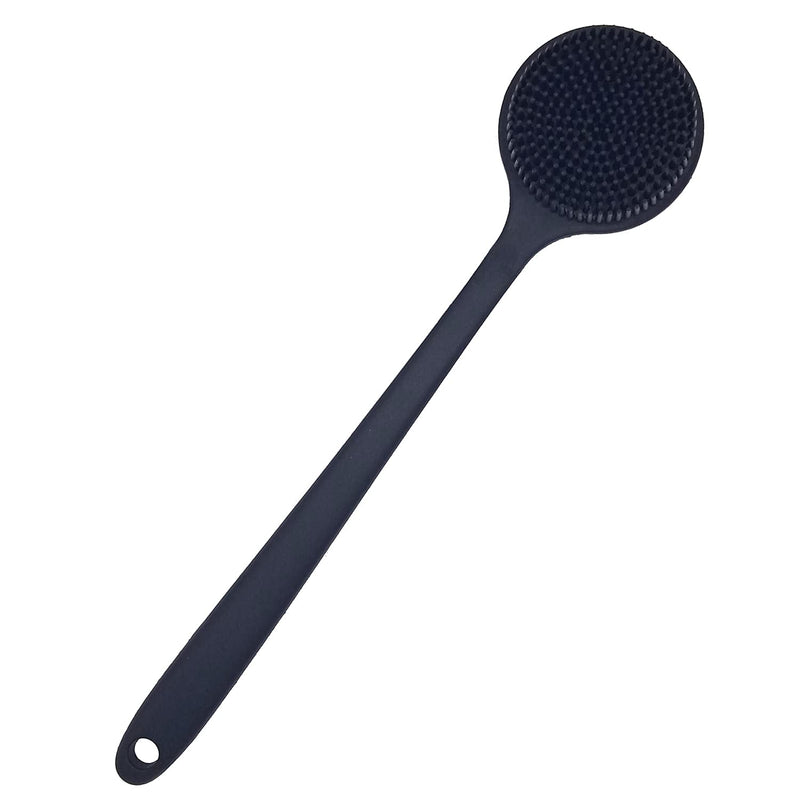 [Australia] - DNC Back Scrubber for Shower Soft Silicone Bath Body Brush with Long Handle (Black) Black 
