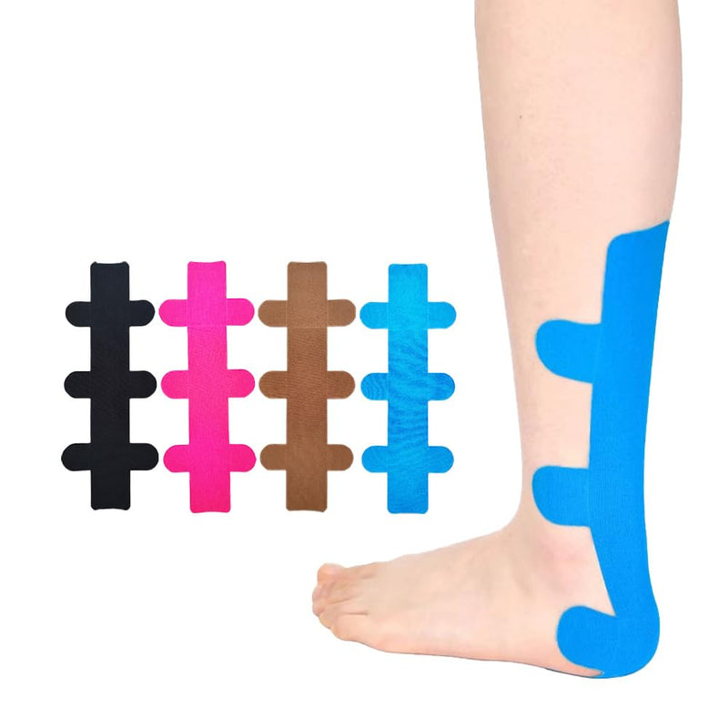 [Australia] - Precut Kinesiology Tape for Achilles Tendon, 8 PCS Achilles Tendonitis Relief Athletic Tape, Waterproof & Breathable, Enhance Elastic Kinesiology Athletic Tape for Achilles and Muscle Support 