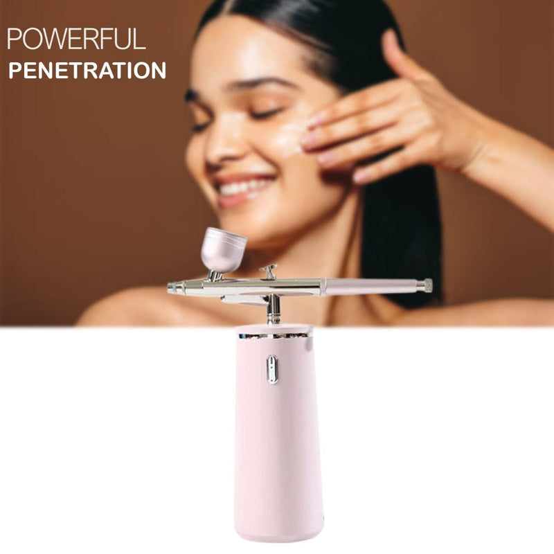 [Australia] - Oxygen Facial Spray Machine - High Pressure Handheld Facial Steamer with 0.3mm Nozzle - Rechargeable Portable Nano Mist face steamer for facial deep cleaning, Moisturizing, Travel & Home Use Pink 
