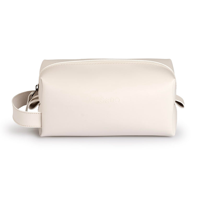 Londo Leather Cosmetic Makeup Pouch & Travel Watch Box. High Quality Stylish Durable Protective Storage Organizer for Toiletries & Versatile Accessories (White) White