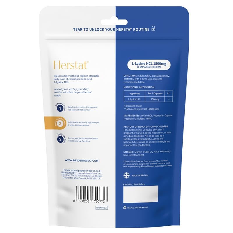 Herstat L-Lysine & Propolis Supplements Parent (Herstat L-Lysine 1,500mg Pouch (Capsule))