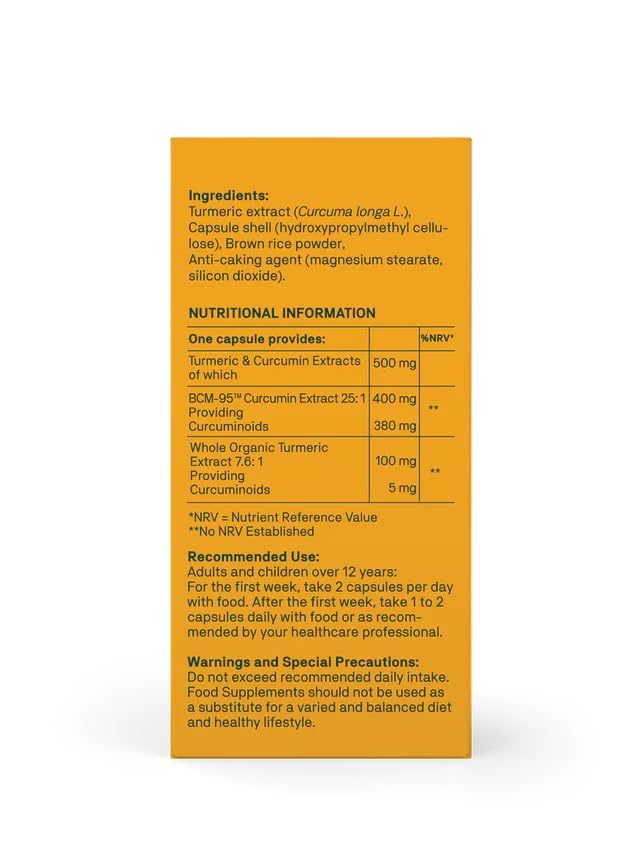 Curcumin Complete 30 Vegan Capsules BCM-95 & Whole Organic Turmeric Extract Delivers Over 700% More Bioactive Curcumin