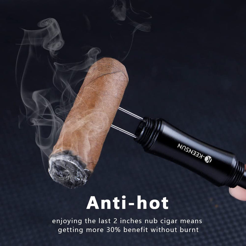 [Australia] - 3-in-1 Cigar Punch Tool Set with Cigar Punch(8mm), Cigar Draw Enhancer Cutter and Twin Nubber (Black) Black 