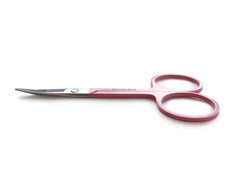 Precision Stainless Steel Eyebrow Tweezers Set In Pointed And Slanted Tip, Curved Brow Scissors, Comes With Pink Travel Case