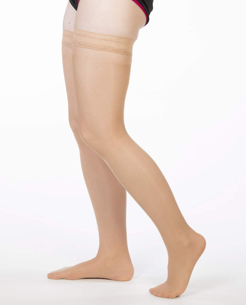 [Australia] - Allegro 20-30mmHg Essential 8 Sheer Support Compression Hose - Thigh High, Closed Toe Compression Stockings for Women 3X-Large Nude 