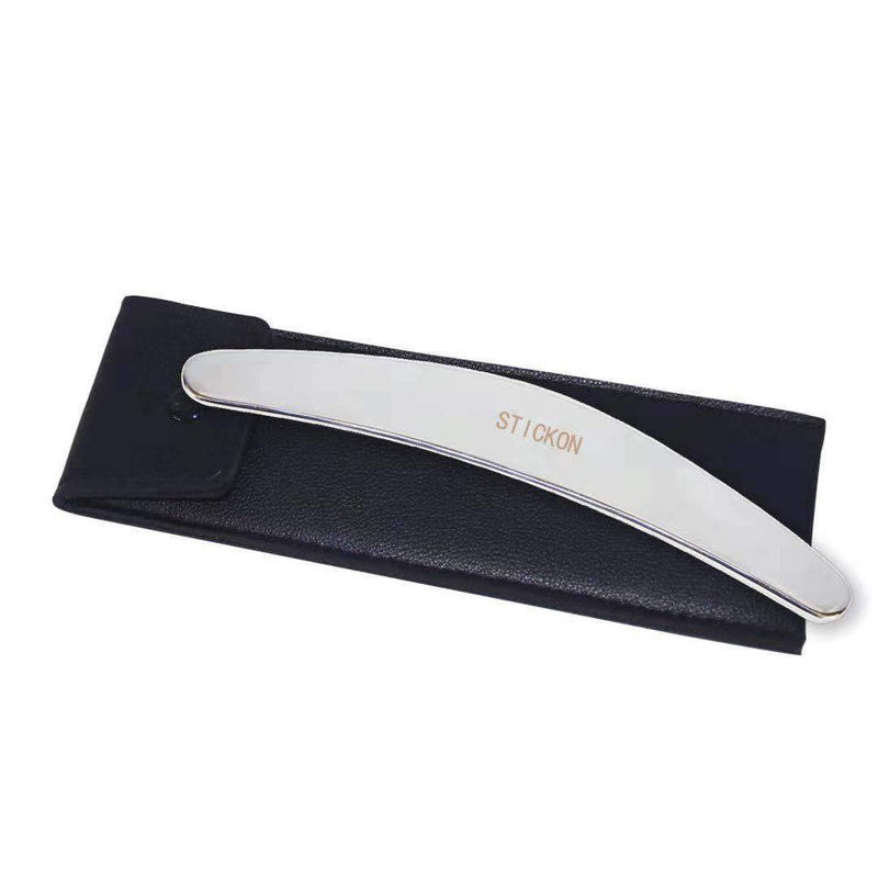 [Australia] - STICKON Stainless Steel Gua Sha Scraping Massage Tool IASTM Tools Great Soft Tissue Mobilization Tool (Sickle Shape) 8x1.7 Inch (Pack of 1) 