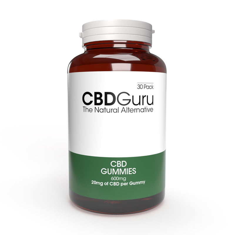 CBD Guru CBD Gummies 20mg 30 Pack - Mixed Fruit Flavour Broad Spectrum CBD Gummy Bears for Sleep & Anxiety Support, 600mg Total CBD