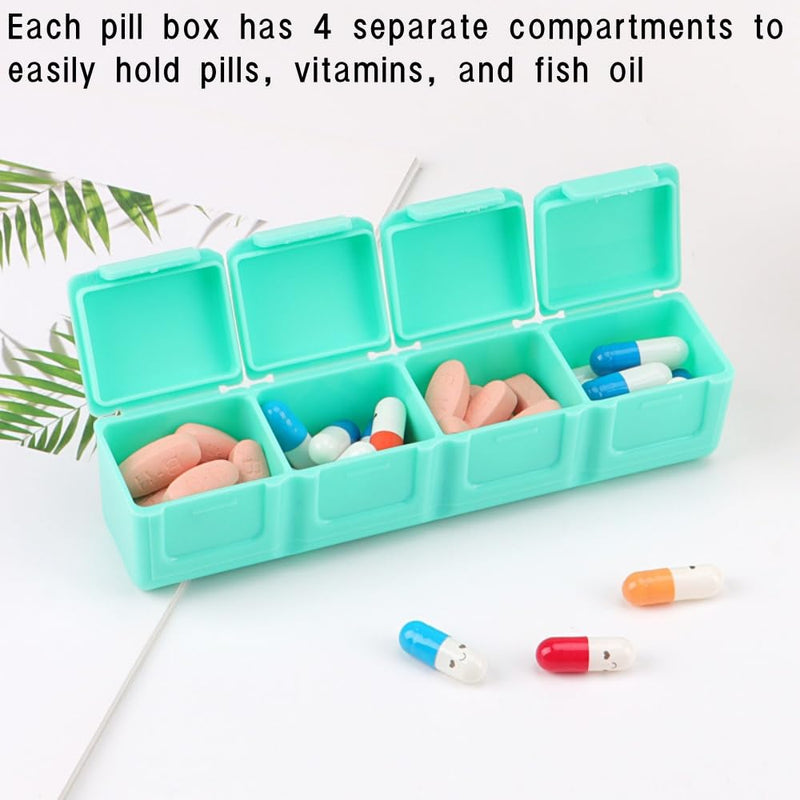 3 Pieces Pill Organizer, 4 Compartments Moisture Proof Pill Box Pocket Purse Portable Travel Vitamin Container Medicine Case 3pcs 4 Compartments Pill Case