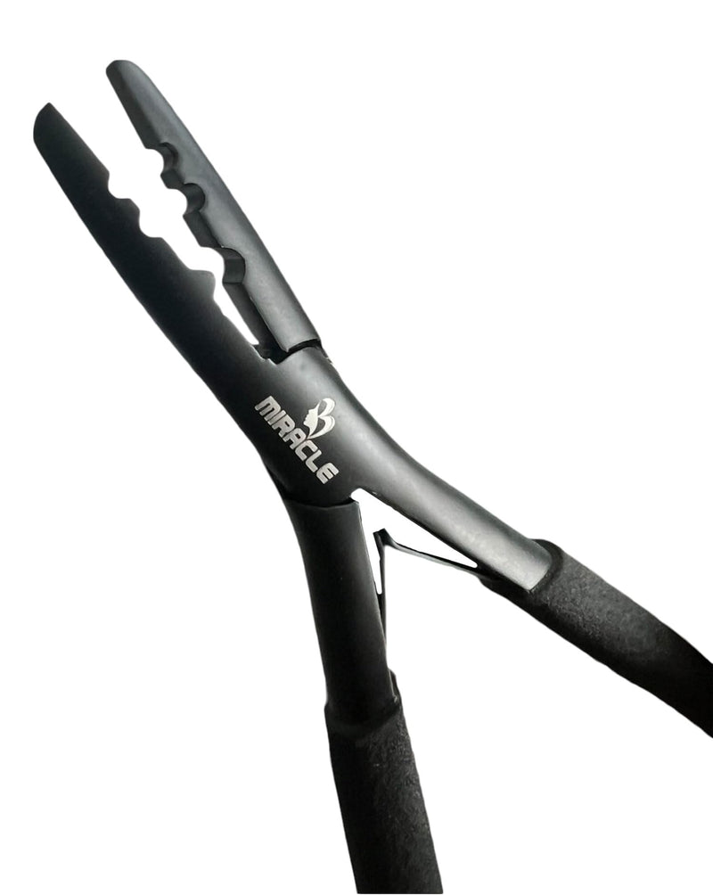 [Australia] - Professional Hair Extension Pliers 7" – Microlink Beads Remover & Weft Extension Tool | Stainless Steel Hair Styling Accessory for Salon & DIY Extensions – 2 Hole, Black By MIRACLE Large Black 