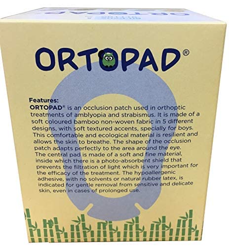 Ortopad® Soft Bamboo Boys Eye Patches, 50/Box (Regular Size, 4+ yrs) Textured Accents 50 Count (Pack of 1)