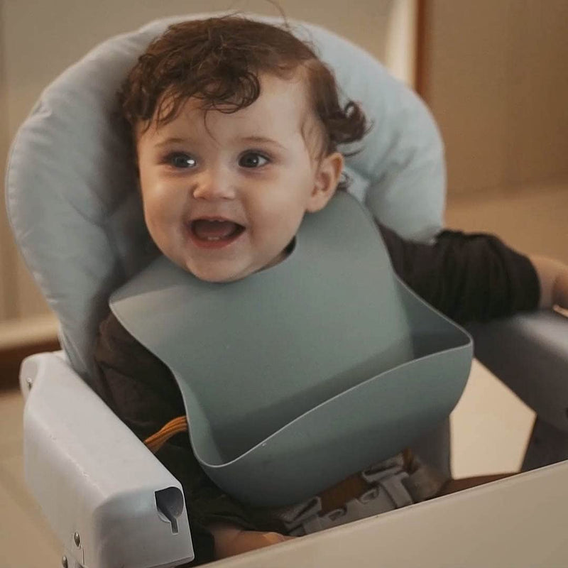 [Australia] - Moonkie Silicone Baby Bibs Set Of 2 | BPA Free Waterproof | Soft Durable Adjustable Silicone Bibs for Babies & Toddlers(Ether/Sage) A-ether/Sage 