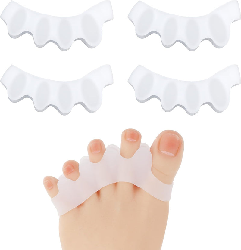 [Australia] - Giantree Pack of 4 Silicone Toe Separators for All Toes, Foot Toe Separators for Bunion Correction Toes Overlapping Toes Relieved Foot Pain White 