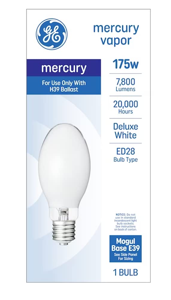 GE 30971 Outdoor Multi Vapor Metal Halide Light Bulb, Mogul Base, 175 Watt - Quantity 1