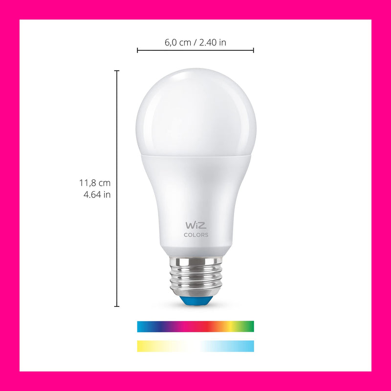 [Australia] - WiZ Connected 60W A19 LED Smart Light Bulbs - Connects to Your Wi-Fi - E26 Smart Bulb - Control with Voice or App + Activate with Motion - Matter Compatible - 2 Pack A19 Bulb 