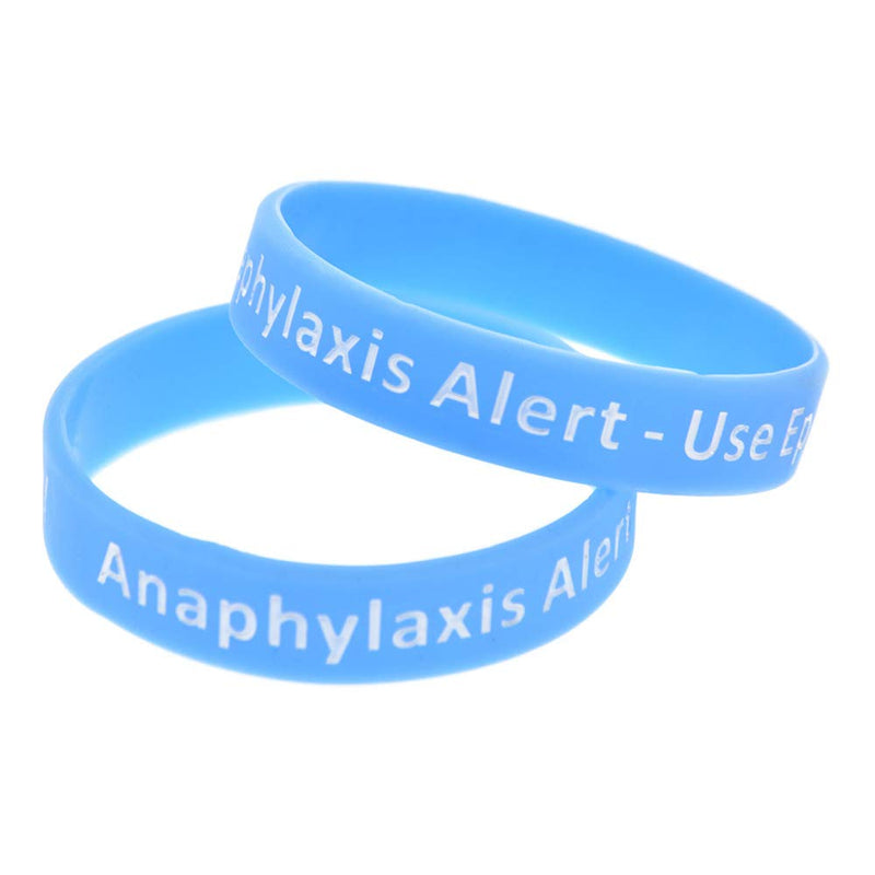 [Australia] - Lyndong 4 Pack Anaphylaxis Alert Bracelet Use Epi-Pen in Emergency Silicone Medical Alert Awareness Identification Wristbands for Man Women Black, Pink, Green, Blue 