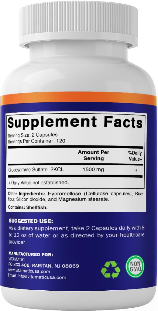 [Australia] - Vitamatic Glucosamine Sulfate Supplement, 1500mg, 120 Servings, 240 Capsules 240 Count (Pack of 1) 