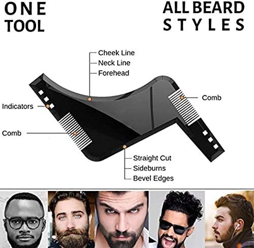 [Australia] - The Beard Styling Template- Stencil for Men - Lightweight and Flexible - One Size Fits All - Curve Cut, Step Cut, Neckline & Goatee Beard Shaping Tool in Black 