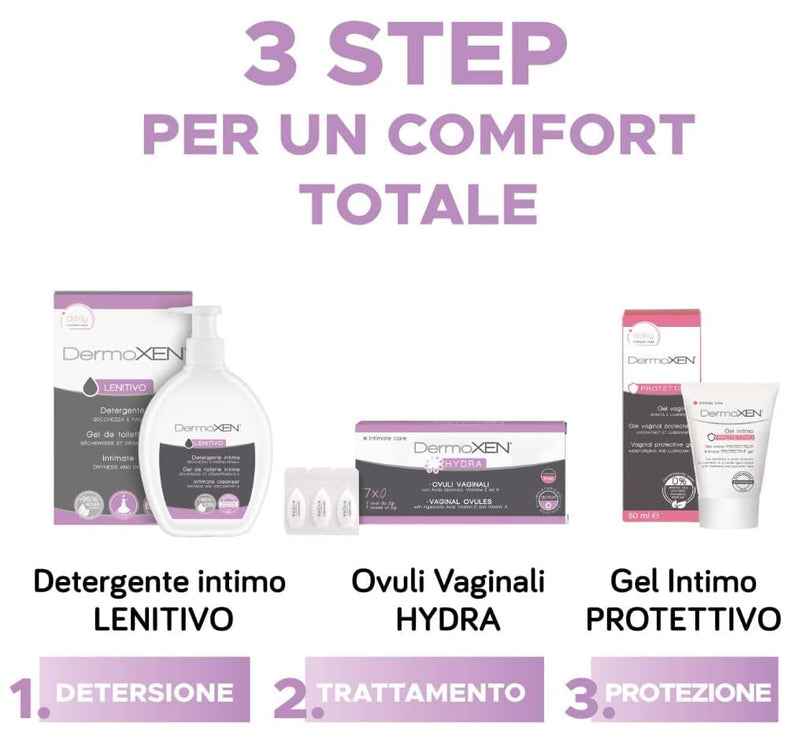 [Australia] - DermoXEN HYDRA vaginal suppositories for the vagina with hyaluronic acid - lactic acid bacteria for the vagina against vaginal dryness, burning, itching and irritation - lactic acid suppositories in menopause - 7 pieces. 