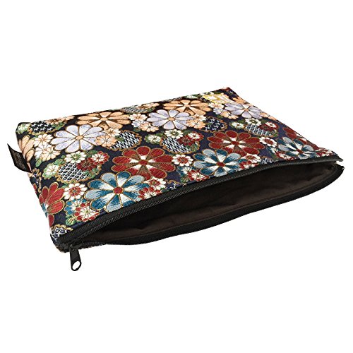 千糸繍院 Brocade zipper pouch, lined with Nishijin brocade, size M. (Saikaranman)