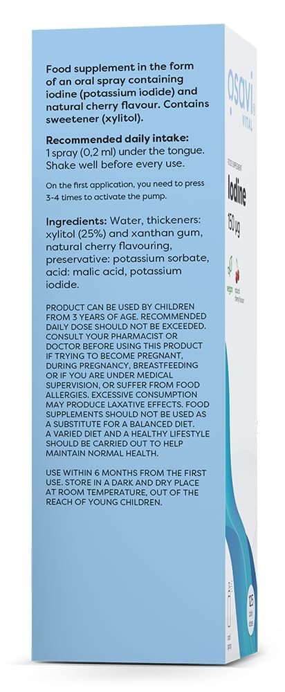 Osavi Iodine Oral Spray, 150mcg (Cherry) - 25 ml.